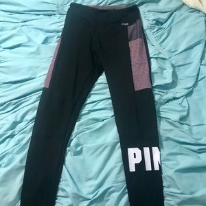 VS Pink, black and maroon leggings